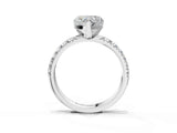 Silver Heart Cut Diamond Solitaire Pavé Engagement Ring with Round Band and Prong Setting_5