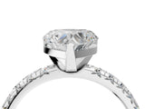 Silver Heart Cut Diamond Solitaire Pavé Engagement Ring with Round Band and Prong Setting_6