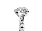 Silver Heart Cut Diamond Solitaire Pavé Engagement Ring with Round Band and Prong Setting_7