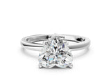 Silver Heart Cut Diamond Solitaire Ring with Classic Band and Four-Prong Setting_7