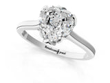 Silver Heart Cut Diamond Solitaire Ring with Flower Prong Setting and Classic Band_26