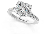 Silver Heart Cut Diamond Solitaire Ring with Pavé Band and Prong Setting_29