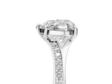 Silver Heart Cut Diamond Solitaire Ring with Pavé Band and Prong Setting_33