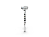 Silver Heart Cut Diamond Solitaire Ring with Round  Pavé Band and Four-Prong Setting_45