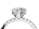 Silver Heart Cut Diamond Solitaire Ring with Round  Pavé Band and Four-Prong Setting_47