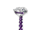 Silver Heart Cut Diamond Solitaire Ring with Round with Amethyst side stone Pavé Band and Four-Prong Setting_17