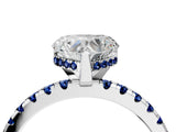 Silver Heart Cut Diamond Solitaire Ring with Round with Blue Sapphire side stone Pavé Band and Four-Prong Setting_16