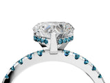 Silver Heart Cut Diamond Solitaire Ring with Round with Blue Topaz side stone Pavé Band and Four-Prong Setting_16