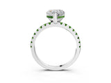 Silver Heart Cut Diamond Solitaire Ring with Round with Peridot side stone Pavé Band and Four-Prong Setting_15