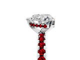 Silver Heart Cut Diamond Solitaire Ring with Round with Ruby side stone Pavé Band and Four-Prong Setting_17