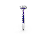Silver Heart Cut Diamond Solitaire Ring with Round with Tanzanite side stone Pavé Band and Four-Prong Setting_20
