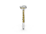 Silver Heart Cut Diamond Solitaire Ring with Round with Yellow Sapphire side stone Pavé Band and Four-Prong Setting_14