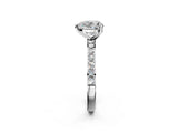 Silver Heart Cut Diamond Solitaire with Pave Band and Four-Prong Setting 2