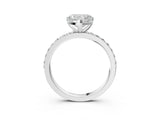 Silver Heart Cut Diamond Solitaire with Pave Band and Four-Prong Setting 3