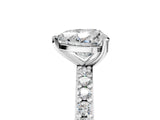 Silver Heart Cut Diamond Solitaire with Pave Band and Four-Prong Setting 5