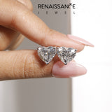 Silver Heart Cut Diamond Stud Earrings_496