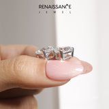 Silver 0.51 Carat E-F VVS-VS Heart Diamond Stud Earrings