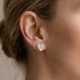 Silver 0.51 Carat E-F VVS-VS Heart Diamond Stud Earrings