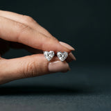 Silver 0.51 Carat E-F VVS-VS Heart Diamond Stud Earrings