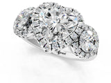 Silver Heart Cut Diamond Three-Stone Halo Ring with Prong Setting and Pavé Accents_14