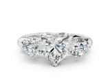 Silver Heart Cut Diamond Three-Stone Ring with Prong Setting and Pavé Band_67