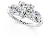 Silver Heart Cut Diamond Three-Stone Ring with Prong Setting and Pavé Band_68