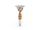 Silver Heart Cut Diamond with Citrine side stone Halo Twist Band Solitaire Prong Setting Ring_2