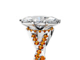 Silver Heart Cut Diamond with Citrine side stone Halo Twist Band Solitaire Prong Setting Ring_5