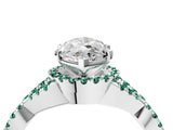 Silver Heart Cut Diamond with Green Sapphire side stone Halo Twist Band Solitaire Prong Setting Ring_4