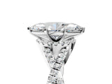 Silver Heart Cut Diamond with Moissanite side stone Halo Twist Band Solitaire Prong Setting Ring_5