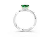 Silver Heart Cut Emerald Engagement Ring with Side Stone Accents and Four-Prong Setting_15
