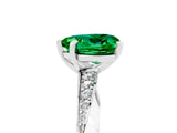 Silver Heart Cut Emerald Engagement Ring with Side Stone Accents and Four-Prong Setting_17
