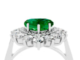 Silver Heart Cut Emerald Floral Double Halo Engagement Ring with Prong Setting_184
