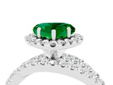 Silver Heart Cut Emerald Halo Ring with Round Split Shank and Prong Setting_70