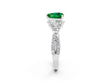 Silver Heart Cut Emerald  Halo Twist Band Solitaire Prong Setting Ring_14