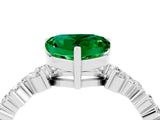 Silver Heart Cut Emerald Scattered Round Accent Ring with Prong Setting_34