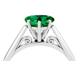 Silver Heart Cut Emerald Solitaire Engagement Ring with Cathedral Setting and Four-Prong Mount_16