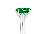 Silver Heart Cut Emerald Solitaire Engagement Ring with Cathedral Setting and Four-Prong Mount_17