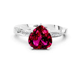 Silver Heart Cut Garnet Engagement Ring with Side Stone Accents and Four-Prong Setting_12