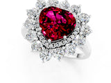 Silver Heart Cut Garnet Floral Double Halo Engagement Ring with Prong Setting_163
