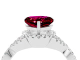Silver Heart Cut Garnet  Halo Twist Band Solitaire Prong Setting Ring_16