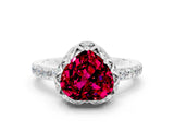 Silver Heart Cut Garnet Scalloped Halo Engagement Ring with Round Shared Prong Band_60