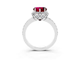 Silver Heart Cut Garnet Scalloped Halo Engagement Ring with Round Shared Prong Band_63