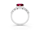 Silver Heart Cut Garnet Scattered Round Accent Ring with Prong Setting_39