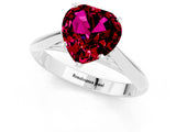 Silver Heart Cut Garnet Solitaire Engagement Ring with Cathedral Setting and Four-Prong Mount_13