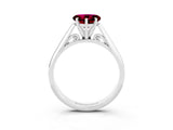 Silver Heart Cut Garnet Solitaire Engagement Ring with Cathedral Setting and Four-Prong Mount_15