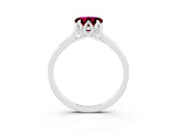 Silver Heart Cut Garnet Solitaire Ring with Flower Prong Setting and Classic Band_21