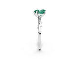 Silver Heart Cut Green Sapphire Engagement Ring with Side Stone Accents and Four-Prong Setting_14
