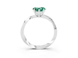 Silver Heart Cut Green Sapphire Engagement Ring with Side Stone Accents and Four-Prong Setting_15