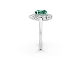 Silver Heart Cut Green Sapphire Floral Double Halo Engagement Ring with Prong Setting_176